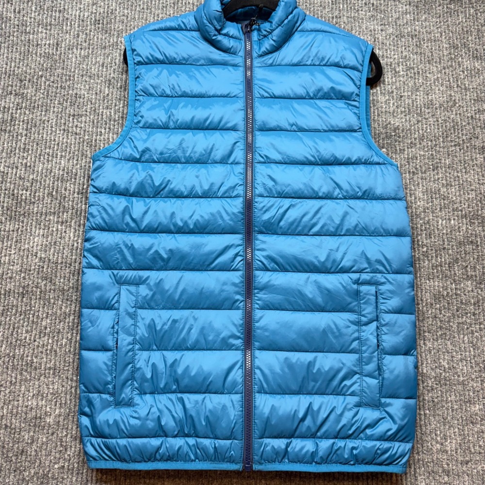 Swiss Tech Puffer Vest Mens S Blue Lightweight Quilted Full Zip Sleeveless